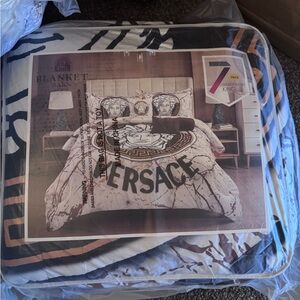 Versace White and Black Medallion Comforter Set